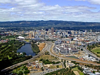 Aerial View of Torrens River in Adelaide SA